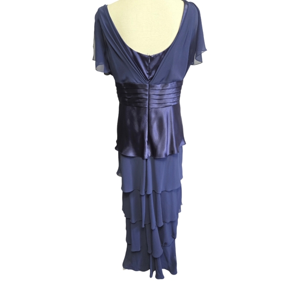 Patra deep periwinkle navy blue tiered maxi mother of the bride evening gown - Picture 3 of 9